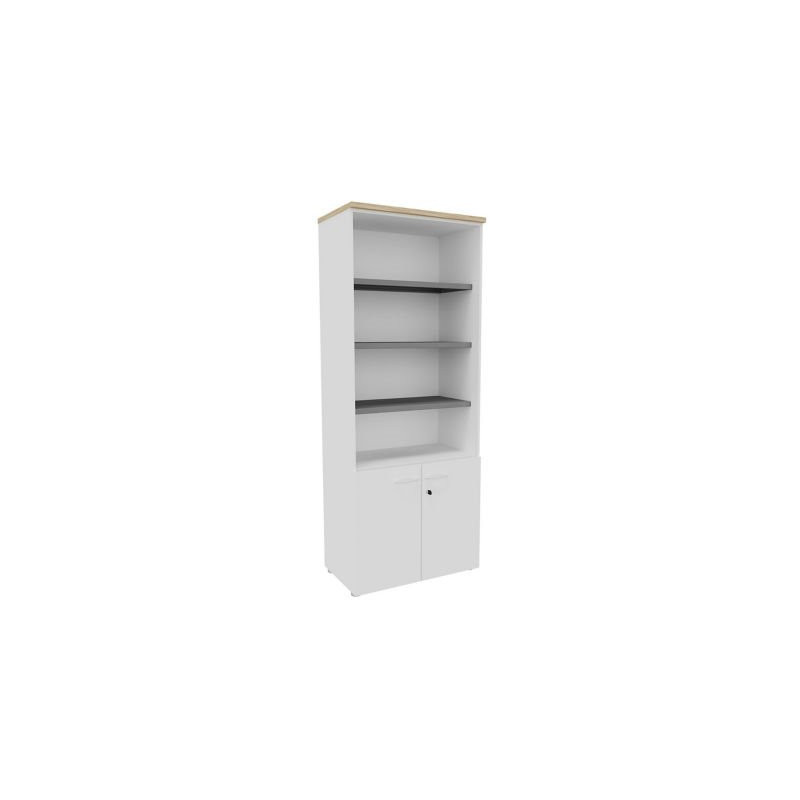 BIBLIO PORTES BASSES H203 BLC/TOP CHENE