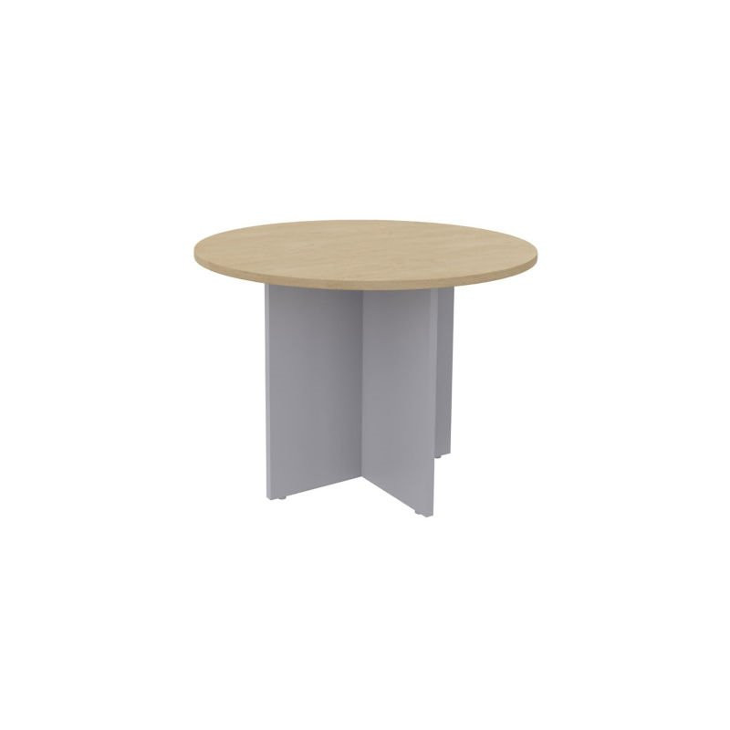 TABLE RONDE CHENE CLAIR ALUMINIUM