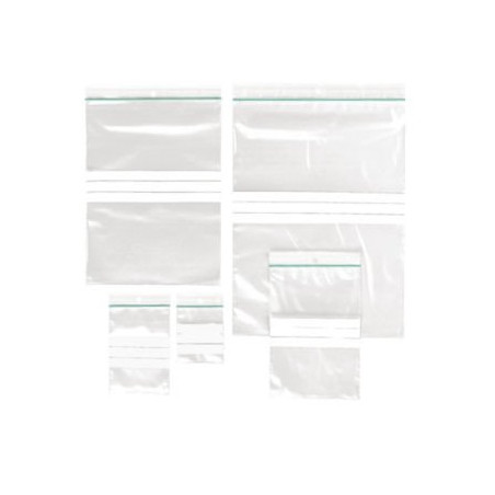 Assortiment de 500 sachets plastique 50% recyclé zip à bandes blanches 100 microns RAJA