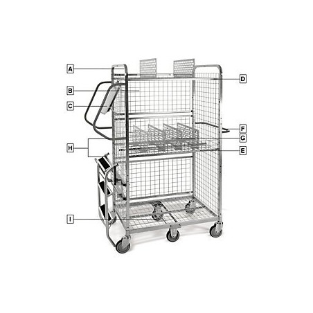 Étagère avec panier pour chariot de préparation