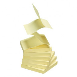 NOTES REPOSITIONNABLES ZIG-ZAG JAUNE BRUNEAU 75 X 75 MM - BLOC DE 100 FEUILLES.