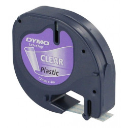 RUBAN PLASTIQUE DYMO LETRATAG 12 MM ÉCRITURE NOIRE