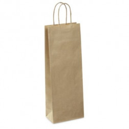 Sac kraft brun avec poignées torsadées pour 1 bouteille 14 x 39 x 8 cm