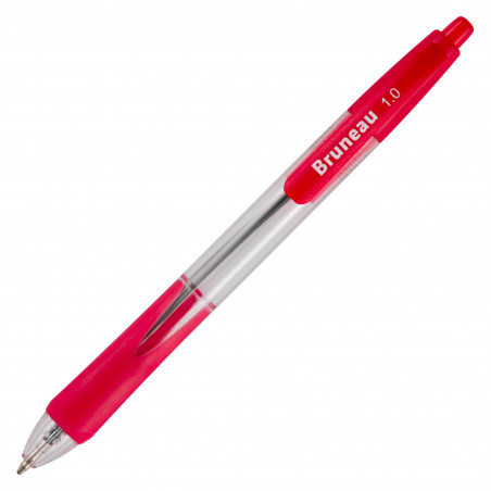 STYLO BILLE BRUNEAU RÉTRACTABLE POINTE 1 MM - ÉCRITURE MOYENNE ROUGE