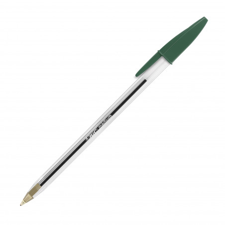 STYLO BILLE BIC CRISTAL ORIGINAL À CAPUCHON POINTE 1 MM - ÉCRITURE MOYENNE VERT