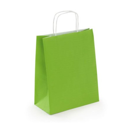 Sac kraft intérieur blanc lisse vert à poignées torsadées RAJA 23 x 30 x 12 cm