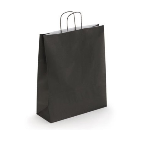 Sac kraft intérieur blanc lisse noir à poignées torsadées RAJA 35 x 40 x 14 cm