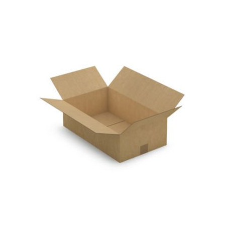 Caisse carton plate brune simple cannelure RAJA 50x30x15 cm