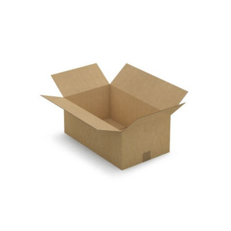 Caisse carton plate brune simple cannelure RAJA 50x30x20 cm