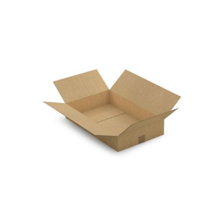 Caisse carton plate brune simple cannelure RAJA 55x35x10 cm