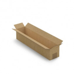 Caisse carton longue simple cannelure à grande ouverture RAJA 50x10x10 cm