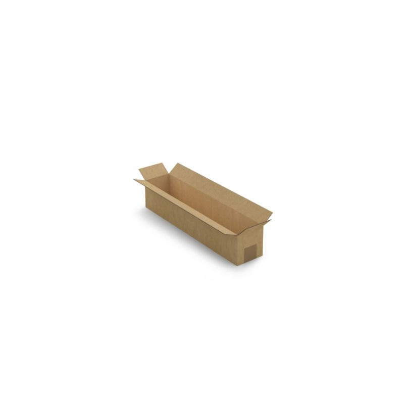 Caisse carton longue simple cannelure à grande ouverture RAJA 50x10x10 cm