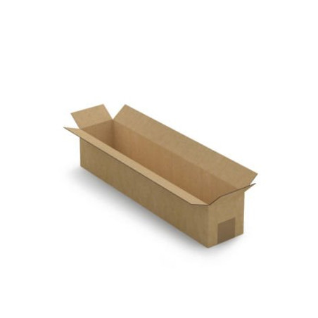 Caisse carton longue simple cannelure à grande ouverture RAJA 50x10x10 cm