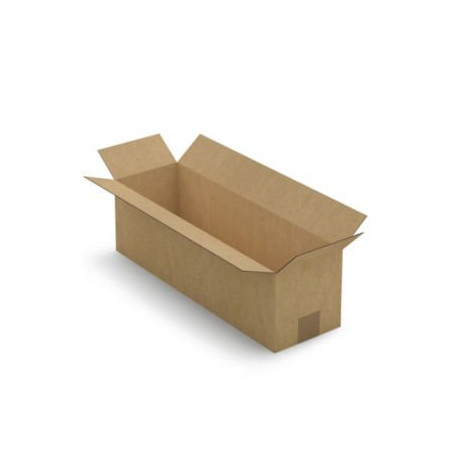 Caisse carton longue simple cannelure à grande ouverture RAJA 50x15x15 cm