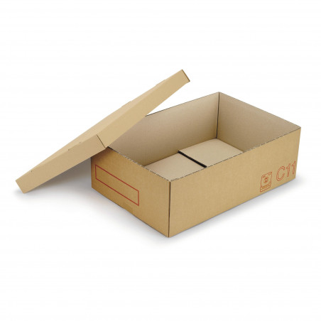 Caisse carton Galia C09 double cannelure avec couvercle renforcé 60x40x30 cm