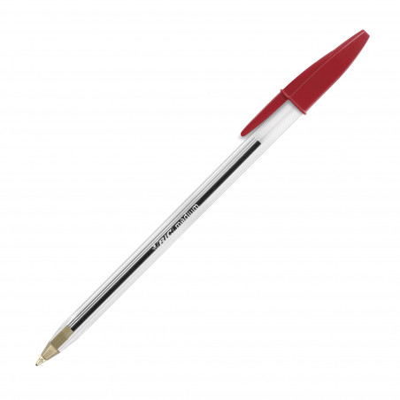 STYLO BILLE BIC CRISTAL ORIGINAL À CAPUCHON POINTE 1 MM - ÉCRITURE MOYENNE ROUGE