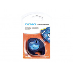 RUBAN ÉTIQUETEUSE PLASTIQUE DYMO LETRATAG S0721650 FOND BLEU ÉCRITURE NOIRE 12 MM X 4 M