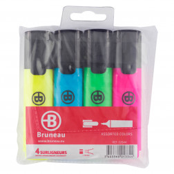 SURLIGNEURS BRUNEAU COULEURS ASSORTIES - POCHETTE DE 4