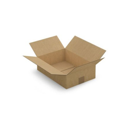 Caisse carton plate brune simple cannelure RAJA 35x25x10 cm