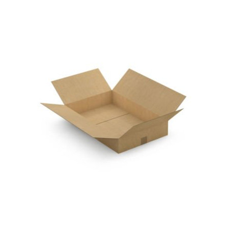 Caisse carton plate brune simple cannelure RAJA 60x40x10 cm