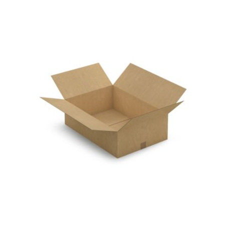 Caisse carton plate brune simple cannelure RAJA 65x45x20 cm