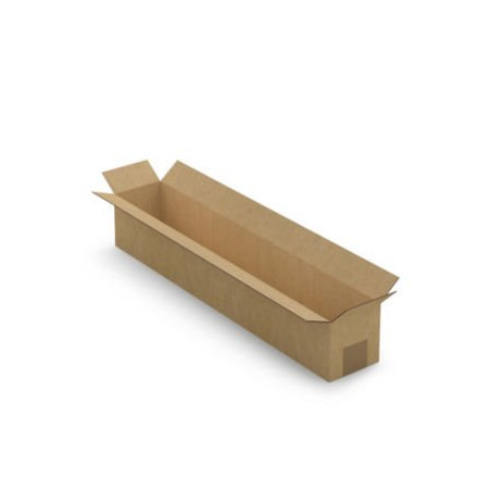 Caisse carton longue simple cannelure à grande ouverture RAJA 60x10x10 cm