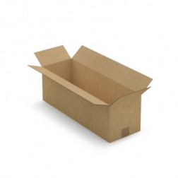 Caisse carton longue simple cannelure à grande ouverture RAJA 60x20x20 cm