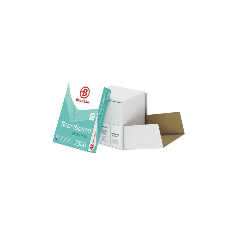 PAPIER RECYCLÉ A4 BLANC 80 G BRUNEAU REPROSPEED GREEN PLUS - BOÎTE DE 2500 FEUILLES