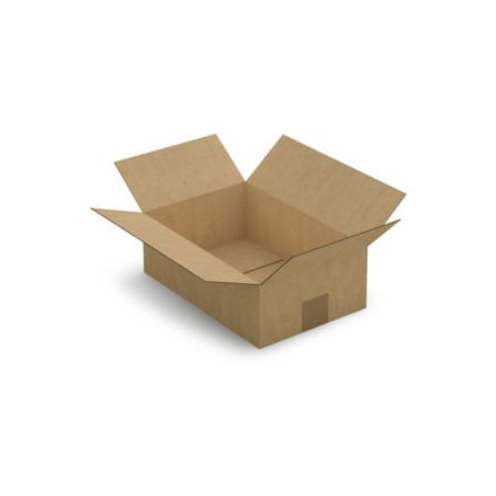 Caisse carton plate brune simple cannelure RAJA 30x20x10 cm