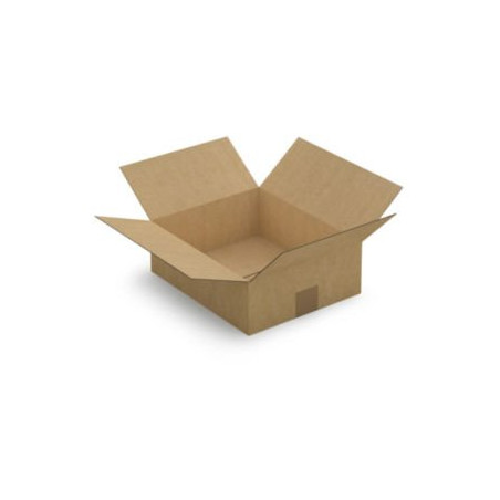 Caisse carton plate brune simple cannelure RAJA 30x25x10 cm