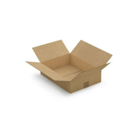 Caisse carton plate brune simple cannelure RAJA 40x30x10 cm