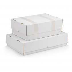 Caisse carton télescopique blanche simple cannelure 30,5x21,5x10,5/18 cm