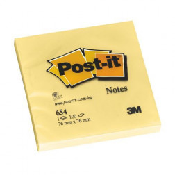 NOTES POST-IT JAUNE 76 X 76 MM - BLOC DE 100 FEUILLES