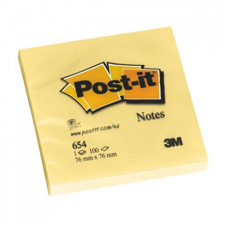 NOTES POST-IT JAUNE 76 X 76 MM - BLOC DE 100 FEUILLES