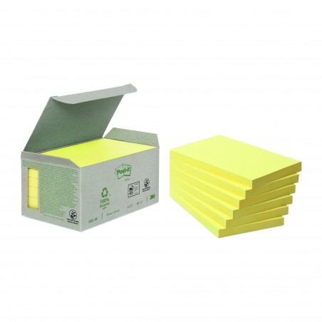 NOTES REPOSITIONNABLES JAUNES RECYCLÉES POST-IT 76 X 127 MM - EN TOUR DISTRIBUTRICE - BLOC DE 100 FEUILLES