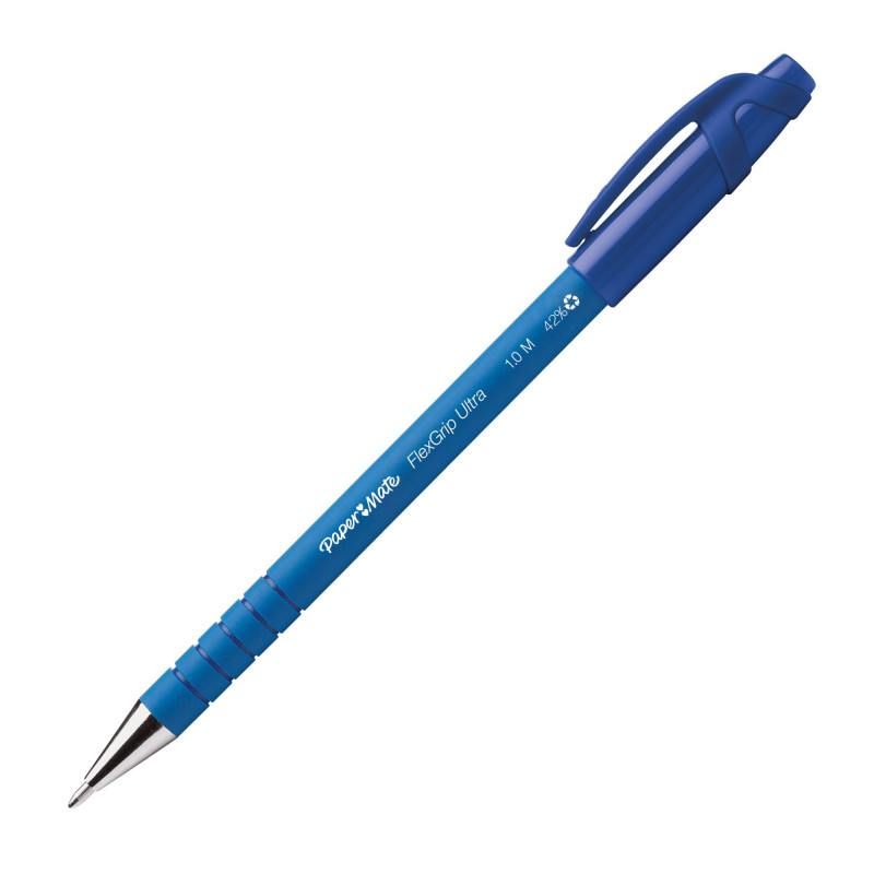 STYLO BILLE PAPERMATE FLEXIGRIP ULTRA À CAPUCHON POINTE 1 MM - ÉCRITURE MOYENNE BLEU