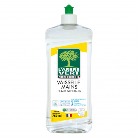 LIQUIDE VAISSELLE MAINS ARBRE VERT PEAUX SENSIBLES - FLACON 750 ML