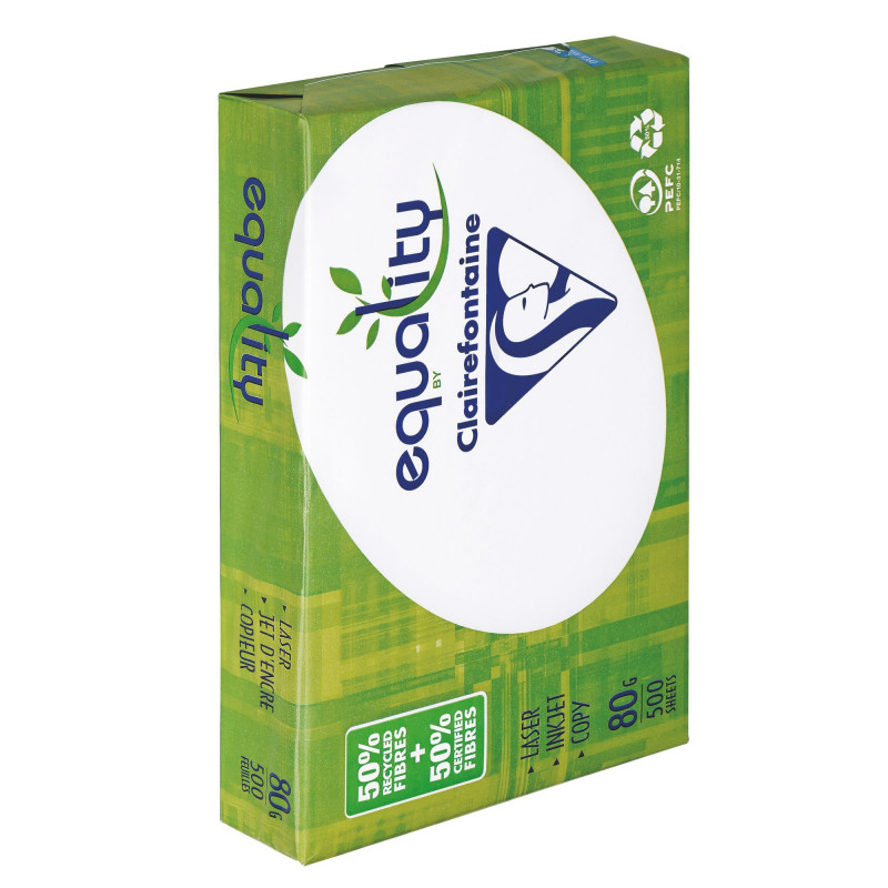 PAPIER RECYCLÉ A4 BLANC 80 G CLAIREFONTAINE EQUALITY - RAMETTE DE 500 FEUILLES