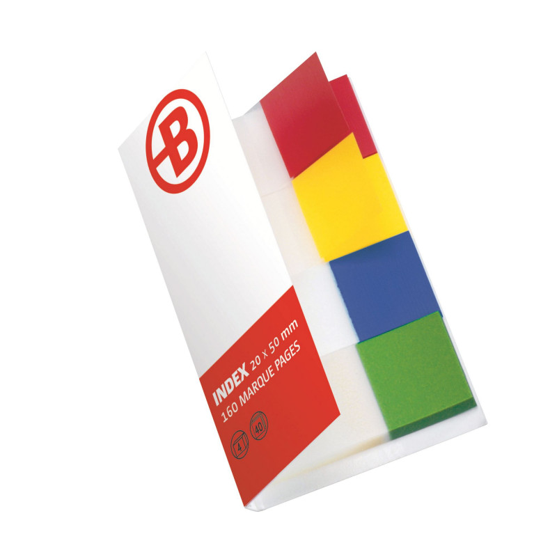 MARQUE-PAGES REPOSITIONNABLES BRUNEAU COULEUR CLASSIQUE - DISTRIBUTEUR DE 160 FEUILLES