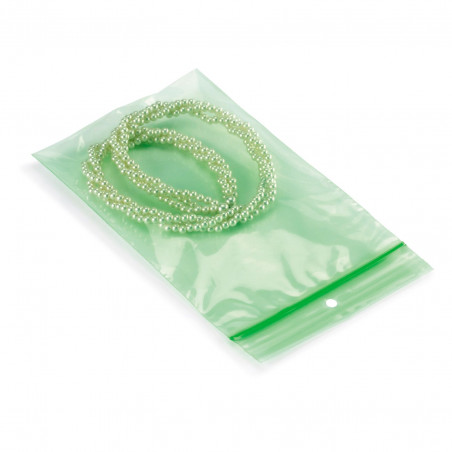 Sachet plastique 50% recyclé zip vert translucide 50 microns 10x15cm