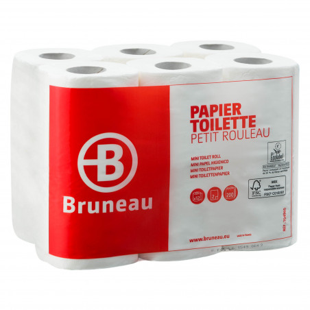 PAPIER TOILETTE DOUBLE ÉPAISSEUR BRUNEAU - 12 ROULEAUX DE 200 FEUILLES