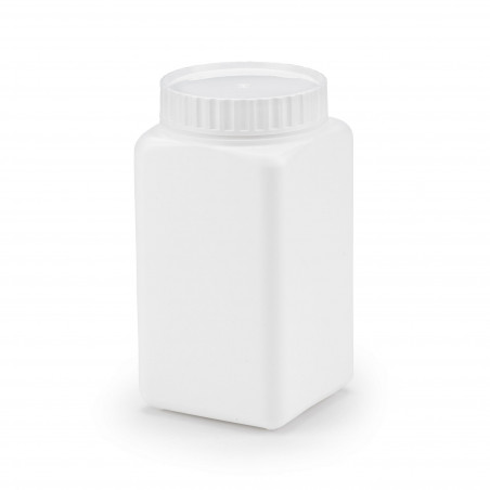 Pot plastique carré blanc opaque à large ouverture 1250 ml