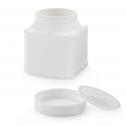 Pot plastique carré blanc opaque à large ouverture 250 ml