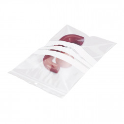 Sachet plastique zip transparent à bandes blanches 50 microns 12 x 18 cm