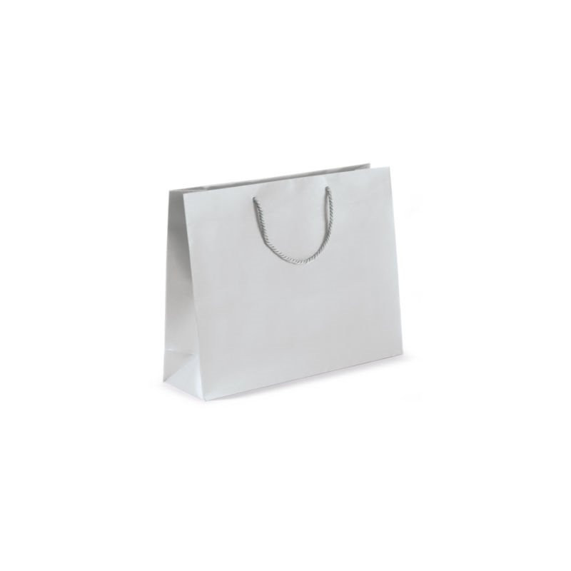 Sac pelliculé mat argent à poignées cordelières 40 x 32 x 12 cm