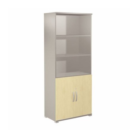 MEUBLE HT 2 PORTES BASSES BLANC/HETRE