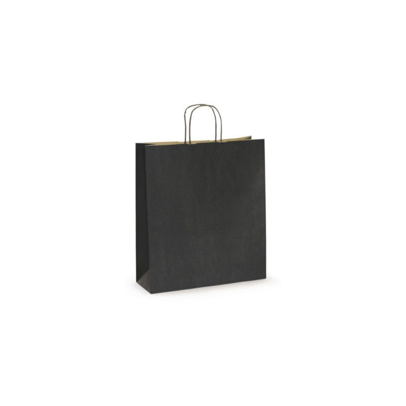 Sac kraft intérieur brun lisse noir à poignées torsadées RAJA 44 x 46 x 15 cm