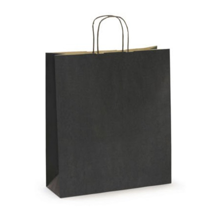 Sac kraft intérieur brun lisse noir à poignées torsadées RAJA 44 x 46 x 15 cm