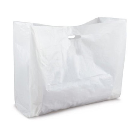 Sac plastique blanc grand volume à poignées découpées 70 x 65 x 30 cm