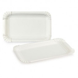 Assiette rectangulaire en carton blanc 10X16 cm